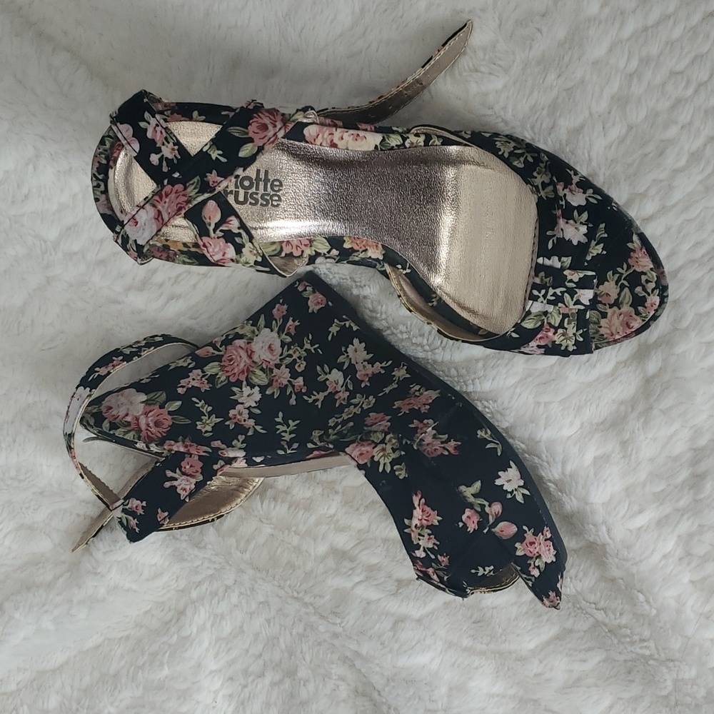 Charlotte Russe Floral Wedge Heels Size 6-6.5